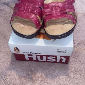 Hush Puppies Fuchsia Braided-Strap Leather Sandals